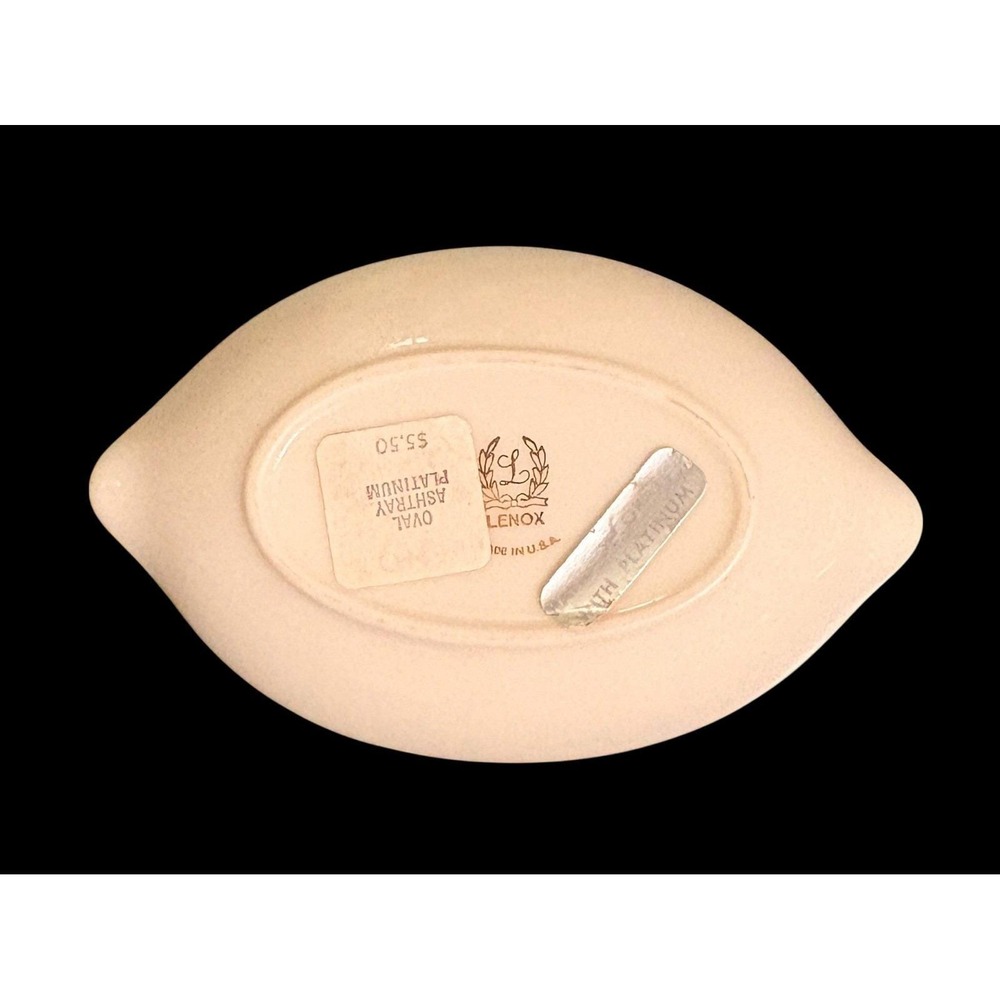 2 Lenox‎ Olympia 4" Oval Ashtrays Trinket Candy Dish Platinum Trim - Picture 5 of 6